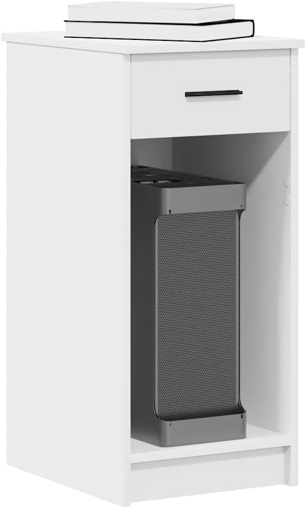 Toshilian Under Desk PC Stand, PC Tower Stand, Computer Tower Stand with Drawer White 35 x 45 x 77 cm