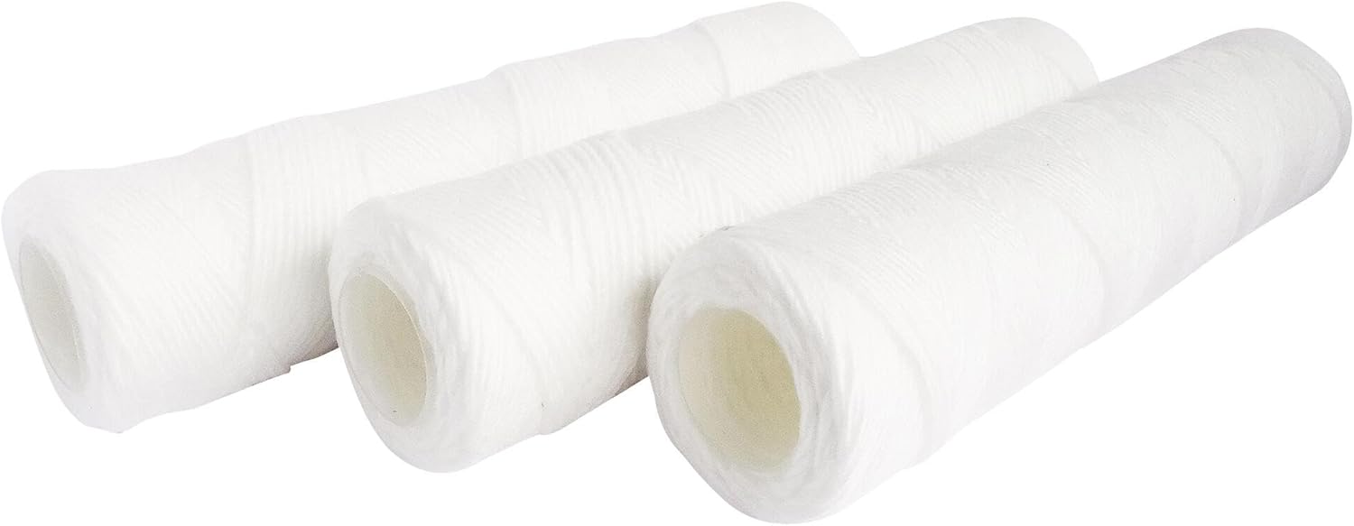 AQUAWATER - 105006 - Set of 3 anti-sediment filter cartridges wound 20 microns - For standard size 10" bowl - Filter impurities from the refrigerator - Duration: 1 year - Made in France