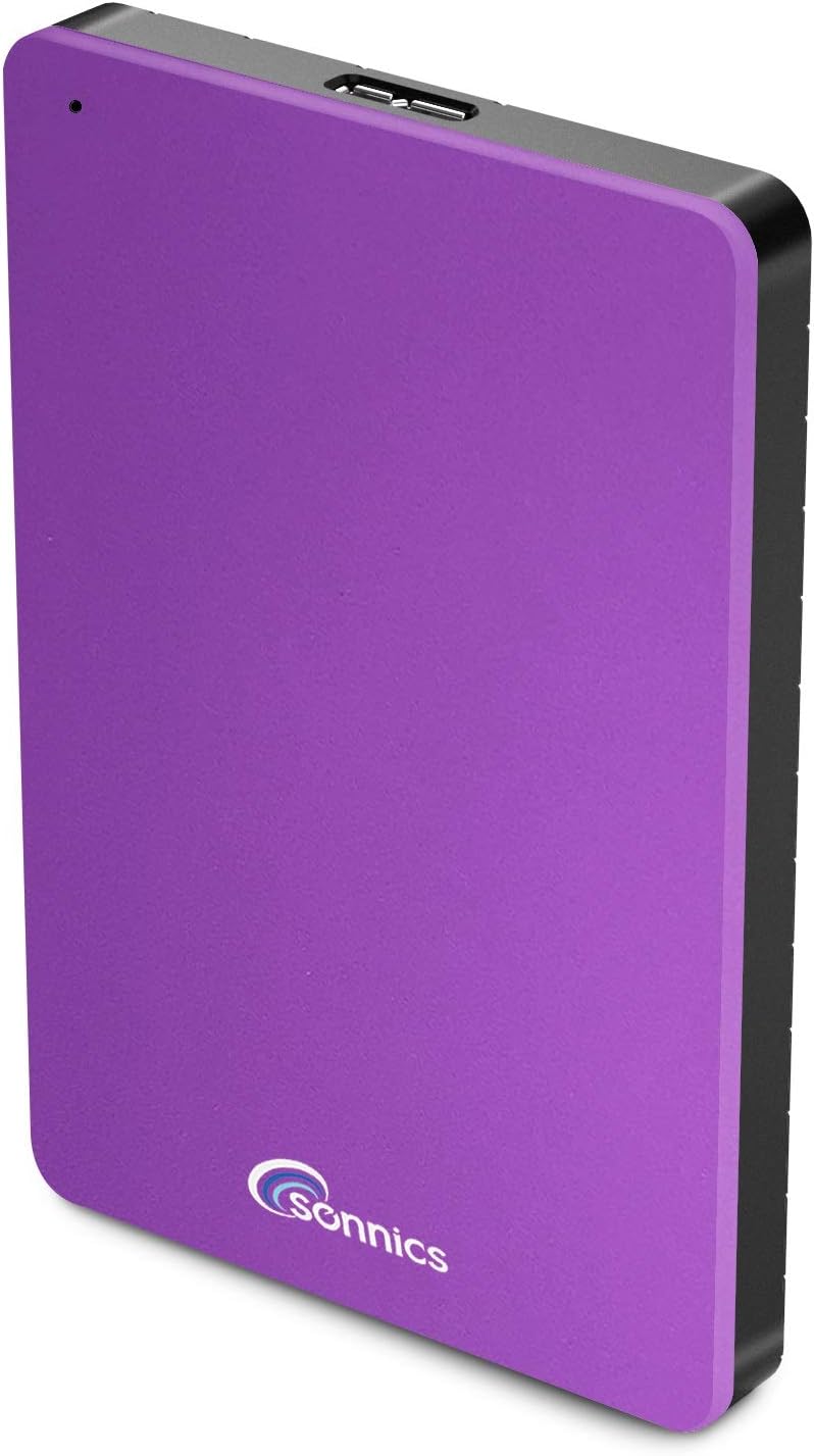 Sonnics 1 to Purple Portable External Hard Drive USB 3.0 Super Fast Transfer Speed for Use with Windows PC, Mac, Xbox One and PS4
