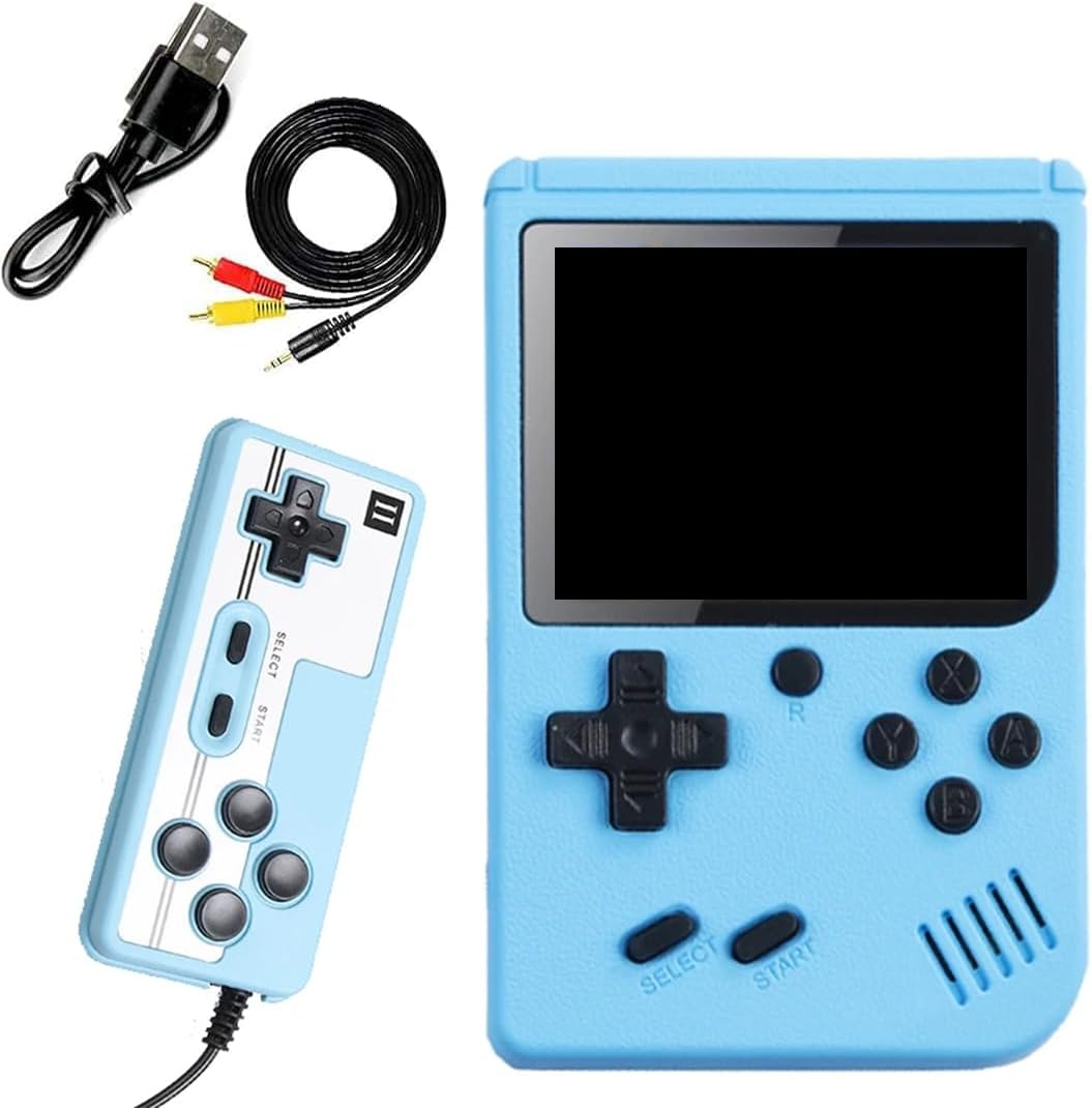 Tomedeks Portable Game Console, 3 Inch LCD Display, Supports Two Players, with 500 Classic Games, Retro Portable Console, Mini Console for Children and Adults, Great Gift for Children – Blue, Ab, M