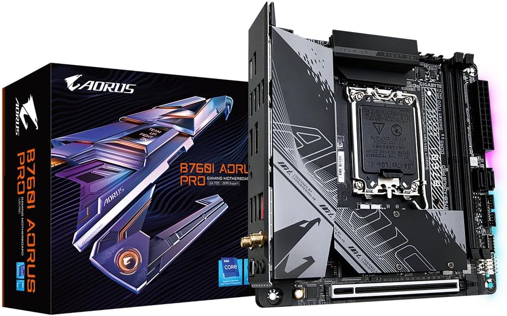 GIGABYTE B760I AORUS Pro Motherboard - Supports 14th Gen Intel Core Processors, 8+1+1 Phase Digital VRM, up to 8000MHz DDR5 (OC), 2xPCIe 4.0 M.2, Wi-FI 6E, LAN 2.5GbE