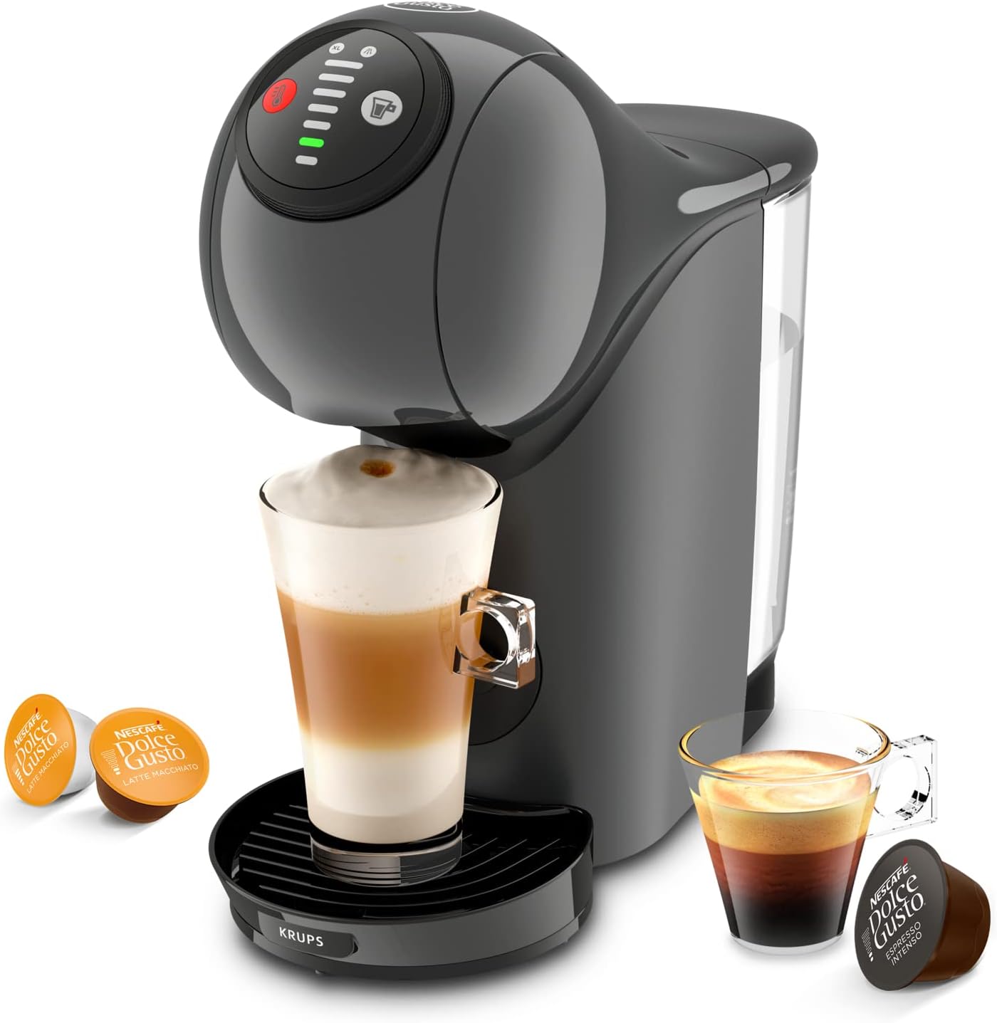 Nescafé Dolce Gusto Krups Coffee Maker Multi-Drink Pods, 0.8 L, Adjustable Drink Size, Espresso Machine, Compact Coffee Maker, Automatic Shut-off, Genio S KP243B10