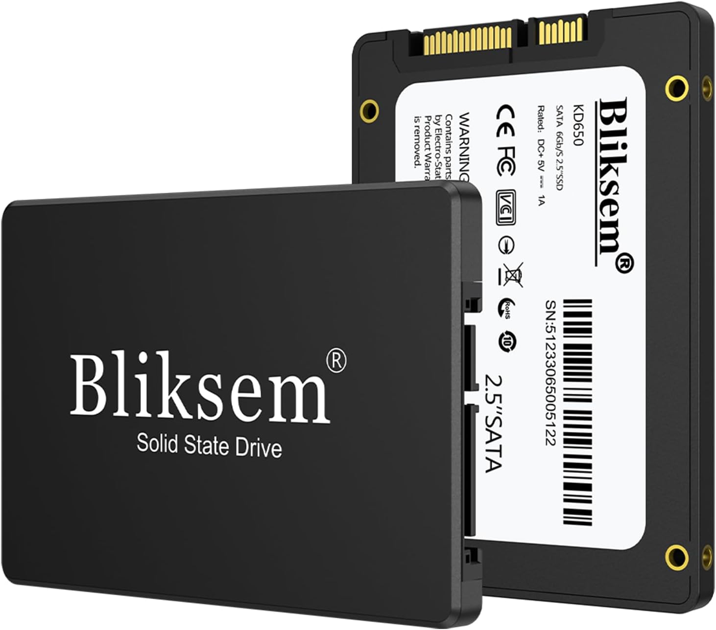 Bliksem 256GB SSD Internal SSD SATA III 6Gb/s 2.5" Read Speed Up to 550MB/Sec, Compatible with KD650 Laptops and Desktops (Black 256GB)