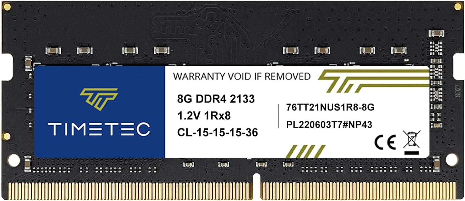 Timetec 8GB DDR4 2133MHz PC4-17000 Non-ECC Unbuffered 1.2V CL15 1Rx8 Single Rank 260 Pin SODIMM Laptop PC Memory RAM Module Upgrade