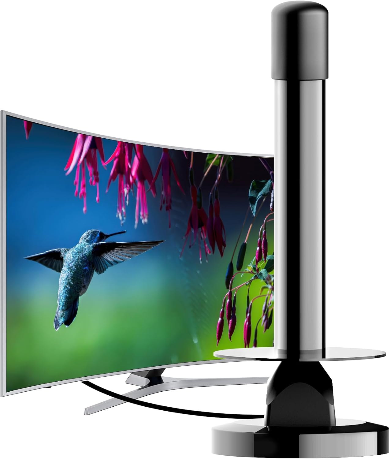 TNT 4K HD Indoor TV Antenna - 25dBi Signal Amplifier, Digital Reception 360° Ultra HD, Easy Magnetic Installation, Compatible with TF1, France 2, Canal+ & Other DTT Channels