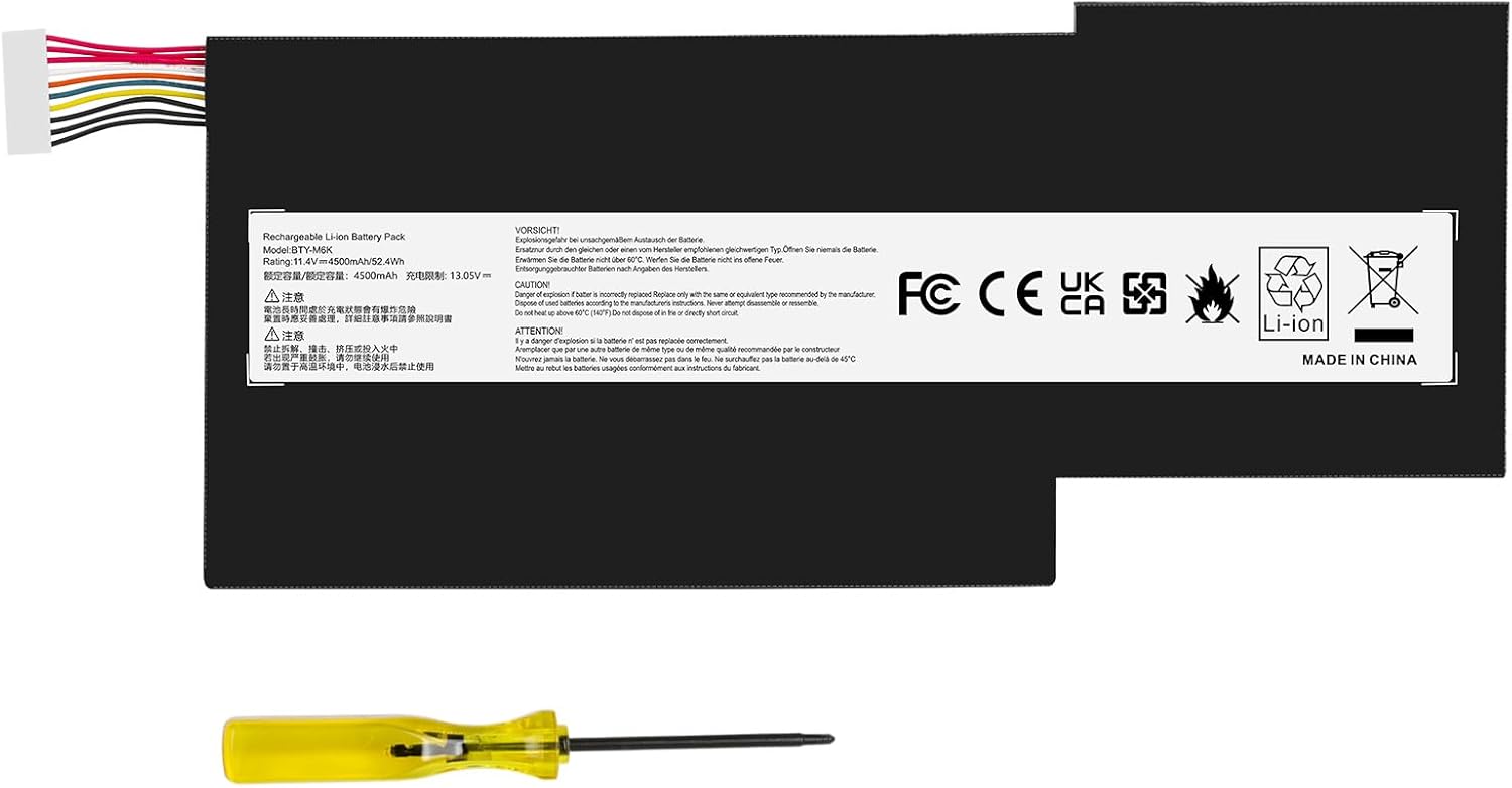 ASUNCELL 11.4V/52.4Wh BTY-M6K Laptop Battery for MSI GS63VR 7RG Stealth Pro Series, MSI GF63 Series, Only MSI GS73VR 7RG Series, MSI GF75 Series, MSI GF65, MSI WS63VR 7RL-023US