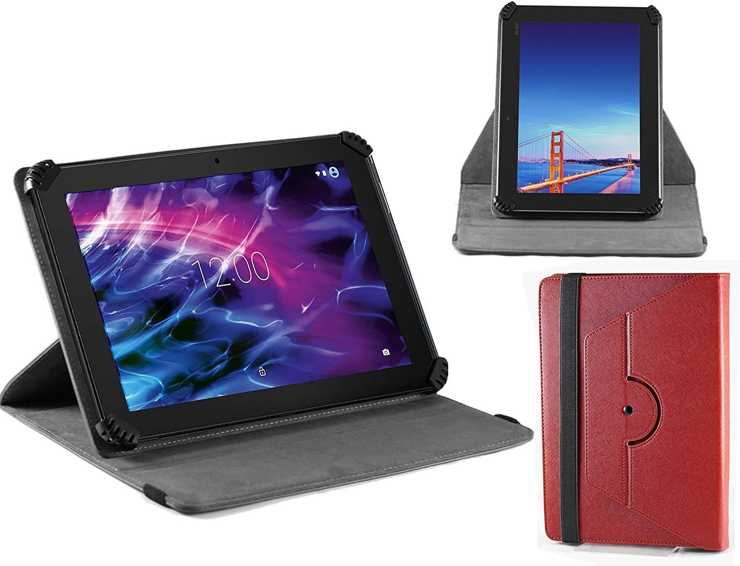 Navitech Folio Case with Stylus Pen Compatible with BEISTA HD 10.1 Tablets Quad Core 3G Dual Red
