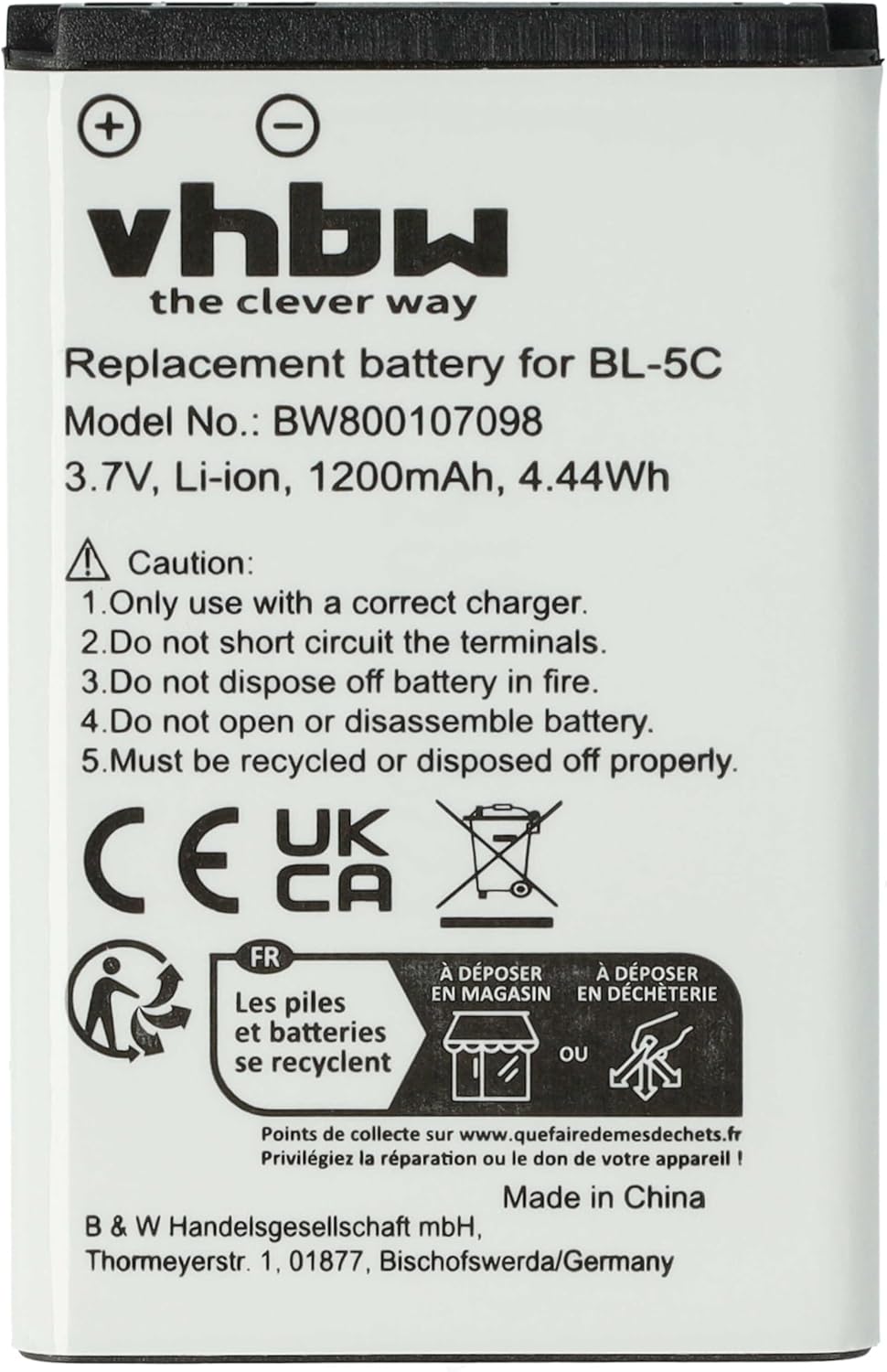 vhbw Battery Compatible with Alcatel DECT 8232, DECT 8242, DECT 8262 Smartphone (1200mAh, 3.7V, Li-Ion)