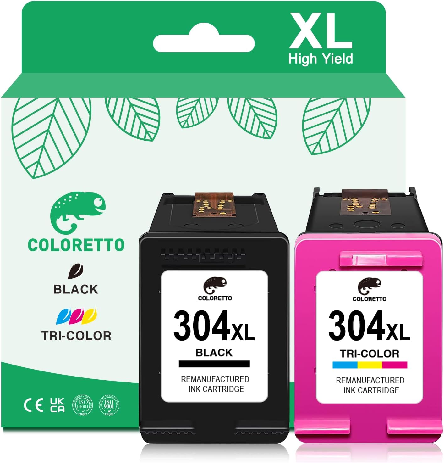 COLORETTO 304XL Ink Cartridge Replacement for HP 304 XL Black and Colour Deskjet 3750 3700 3760 3762 3755 2600 2620 2621 2622 2630 3720 3724 3730 Envy 5000 5010 5020 5030 Printer