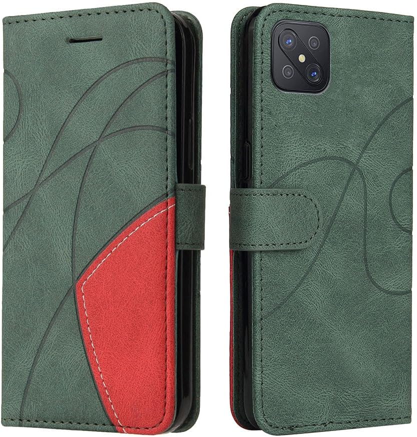 XINNI Case for Oppo Reno 4Z 5G Telephone Case, PU/TPU Retro Flip Leather Case Magnetic Anti-Fall Wallet Protection Case Cover, Green