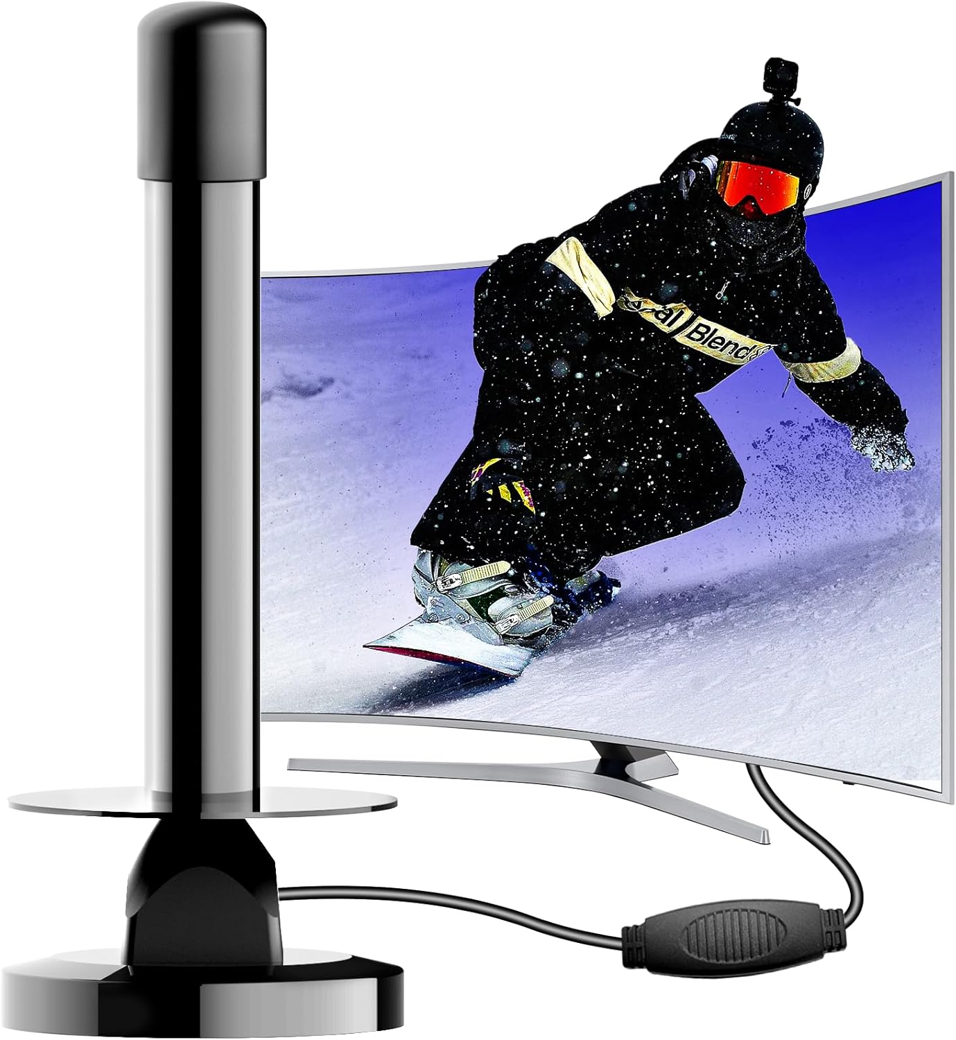 TNT 4K HD Indoor TV Antenna - 25dBi Signal Amplifier, Digital Reception 360° Ultra HD, Easy Magnetic Installation, Compatible with TF1, France 2, Canal+