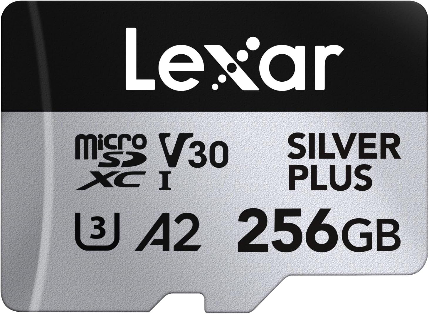 Lexar Silver Plus 256GB Micro SD Card, Microsdxc TF Card up to 205MB/s Reading, 150MB/s Write Micro SD+ Memory Card Adapter, A2, U3, Class 10, V30, Full HD and 4K UHD Video