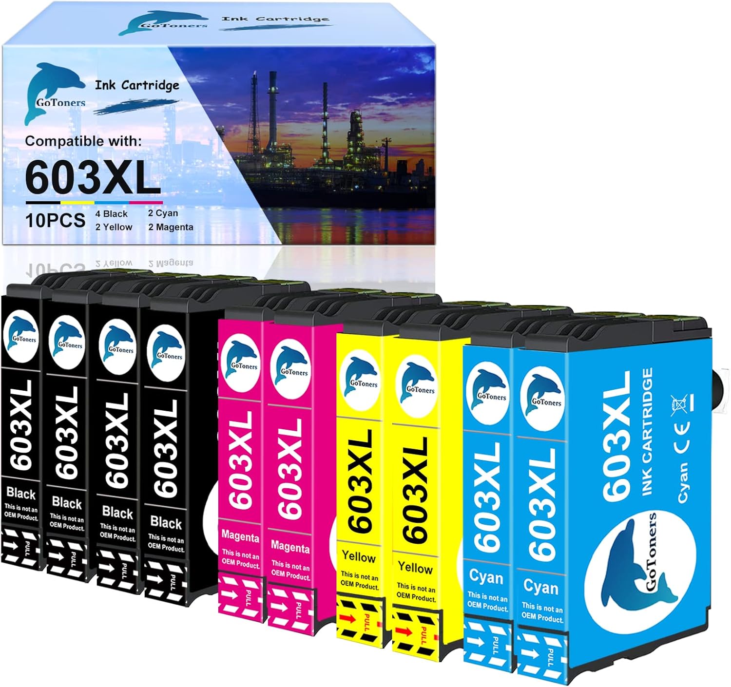 GoToners Compatible Ink Cartridge for Epson 603 XL 603XL Ink for XP-2100 XP-2105 XP-2150 XP-2155 XP-3100 XP-3150 XP-3155 XP-4100 XP-4150 XP-4155 WF-2810 WF-2820 WF-2830 WF-28 40 wf-2850 (10 pack)