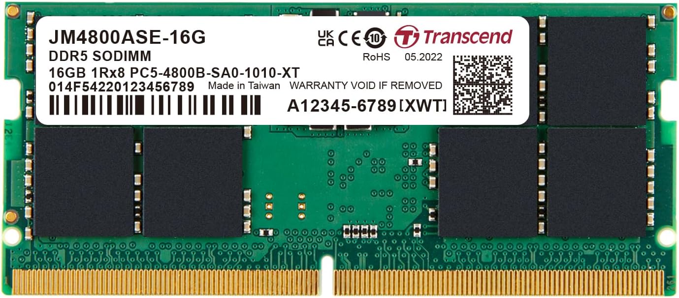 Transcend So-DIMM Memory Module 16GB DDR5 4800MHz – JM4800ASE-16G