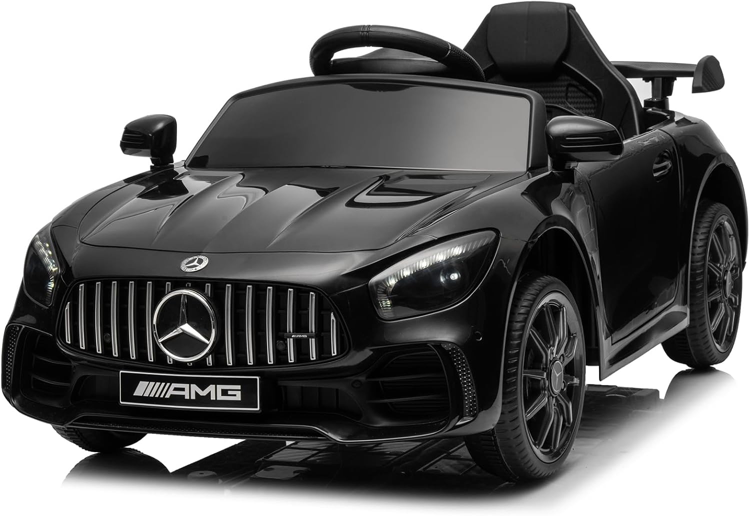 LALAHO Electric Cars for Children Mercedes Benz AMG with Remote Control 2.4G, Children's Electric Vehicle 2 Doors with MP3 (Black)