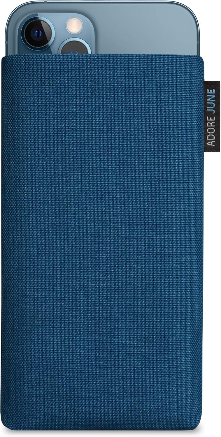Adore June Classic Ocean Blue Protective Case Compatible with iPhone 13 Pro Max/iPhone 12 Pro Max, Durable Textile Workbench Pouch with Cleaning Effect Display