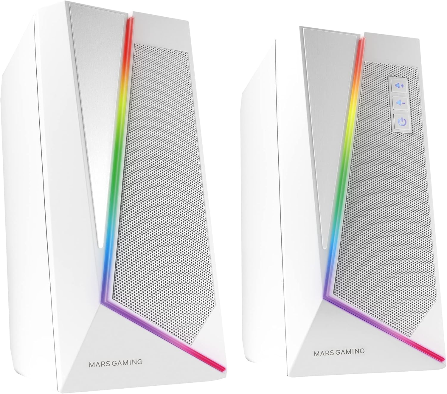 Mars Gaming MS7W, 10W Gaming Speakers, Subwoofer, 3.5mm Jack and USB, 6 Speakers, DSP Processor, White