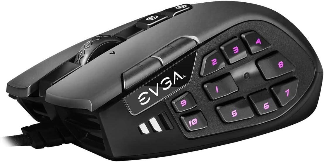 EVGA X15 MMO Gaming Mouse, 8K, Wired, Black, Customizable, 16,000 DPI, 5 Profiles, 20 Buttons, Ergonomic 904-W1-15BK-K3