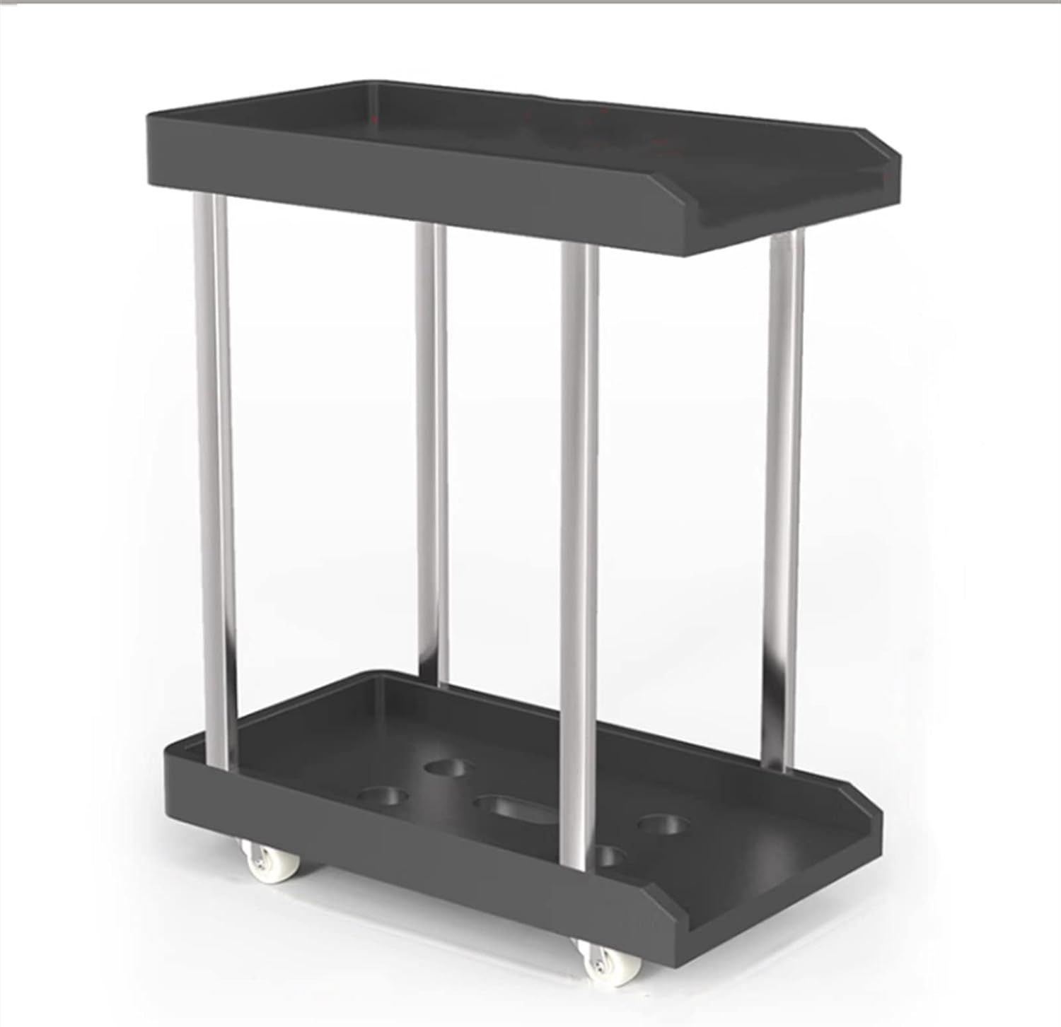 CPU Stand Mobile Desktop Computer Tower Stand with Storage, 2-Tier CPU Stand with 6 Casters Under Desk for Home Office PU Holder