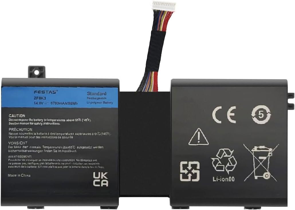 FESTAS 14.8V 5700mAh/86Wh 2F8K3 Battery Compatible with Dell Alienware 17 R1 17X M17X-R5 18 R1 18X M18X-R3 Series 02F8K3 G33TT 0G33TT KJ2PX 0NU209 0J33TT 451-BBCB Laptop Computer