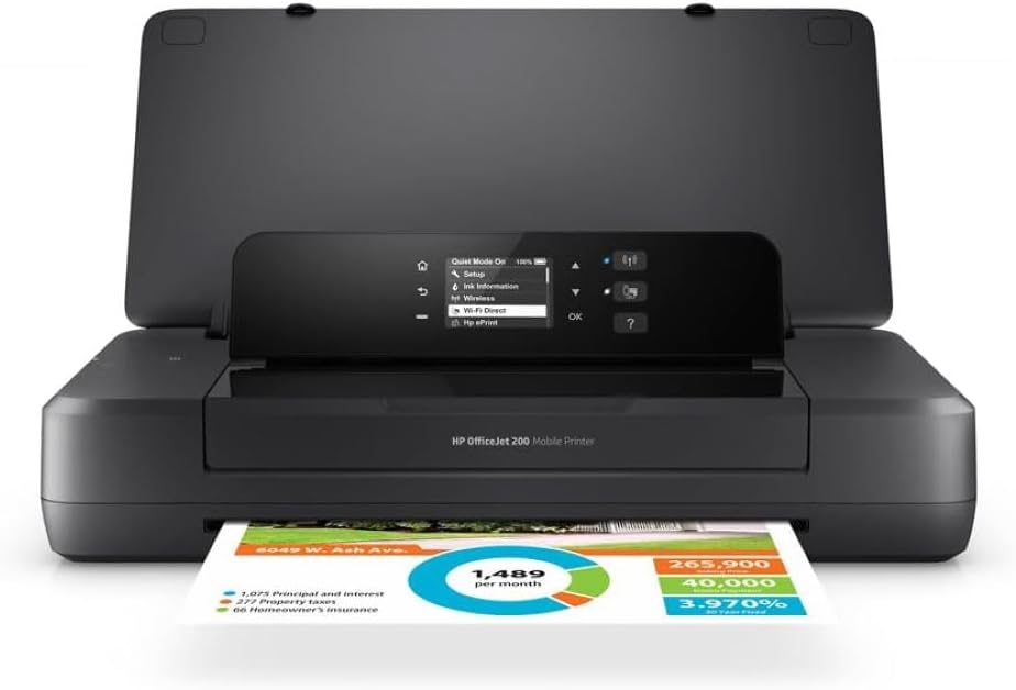 HP OfficeJet 200 Mobile Colour 4800 x 1200dpi A4 WiFi Black Ink Printer (PCL 3, 4800 x 1200 dpi, 50/60 Hz, A4, Satin Paper, Paper, Normal Paper, Recycled Paper, USB 2.0, Wireless LAN)