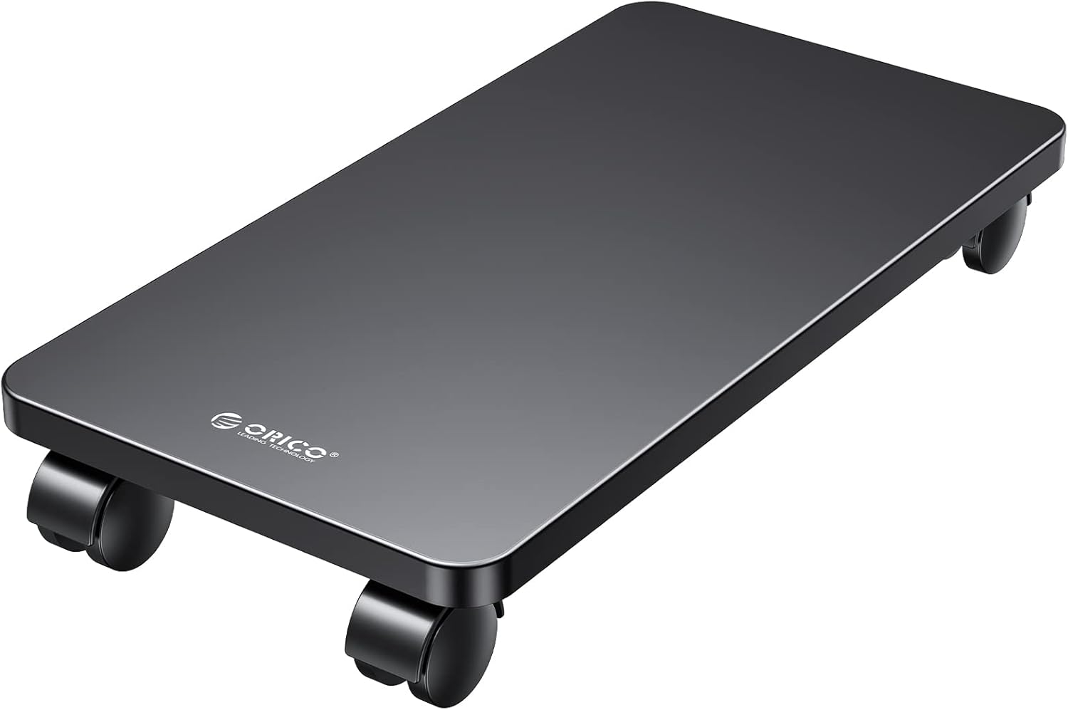 ORICO Steel Tower Computer Stand with 2 Locking Wheels and 2 Swivel Casters, Steel Wheel Stand for Tower Desktop Computer (Black, 41 x 21.3 x 2 cm)