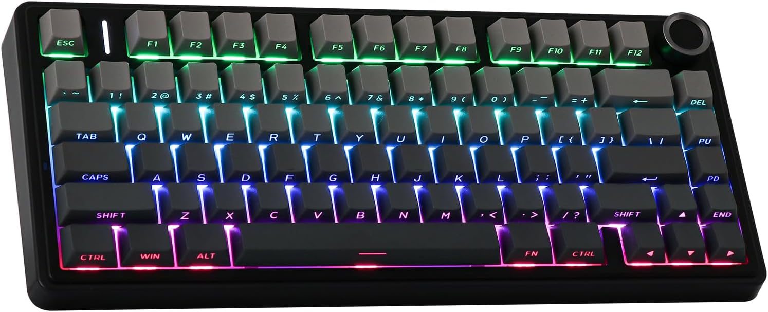EPOMAKER x Aula F75 75% Gasket Mechanical Keyboard, Wireless/Bluetooth/USB-C with Five Layers of Pads, Button, RGB, Battery, NKRO (Black Gradient, Reaper Switch)