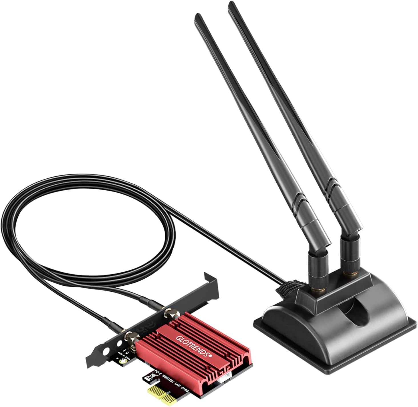 GLOTRENDS WiFi 7 Card with 2m Extension Antenna for Intel BE200NGW Desktop PC Only Compatible with Windows 11 24H2 or Higher Version (Does Not Support AMD Motherboards)