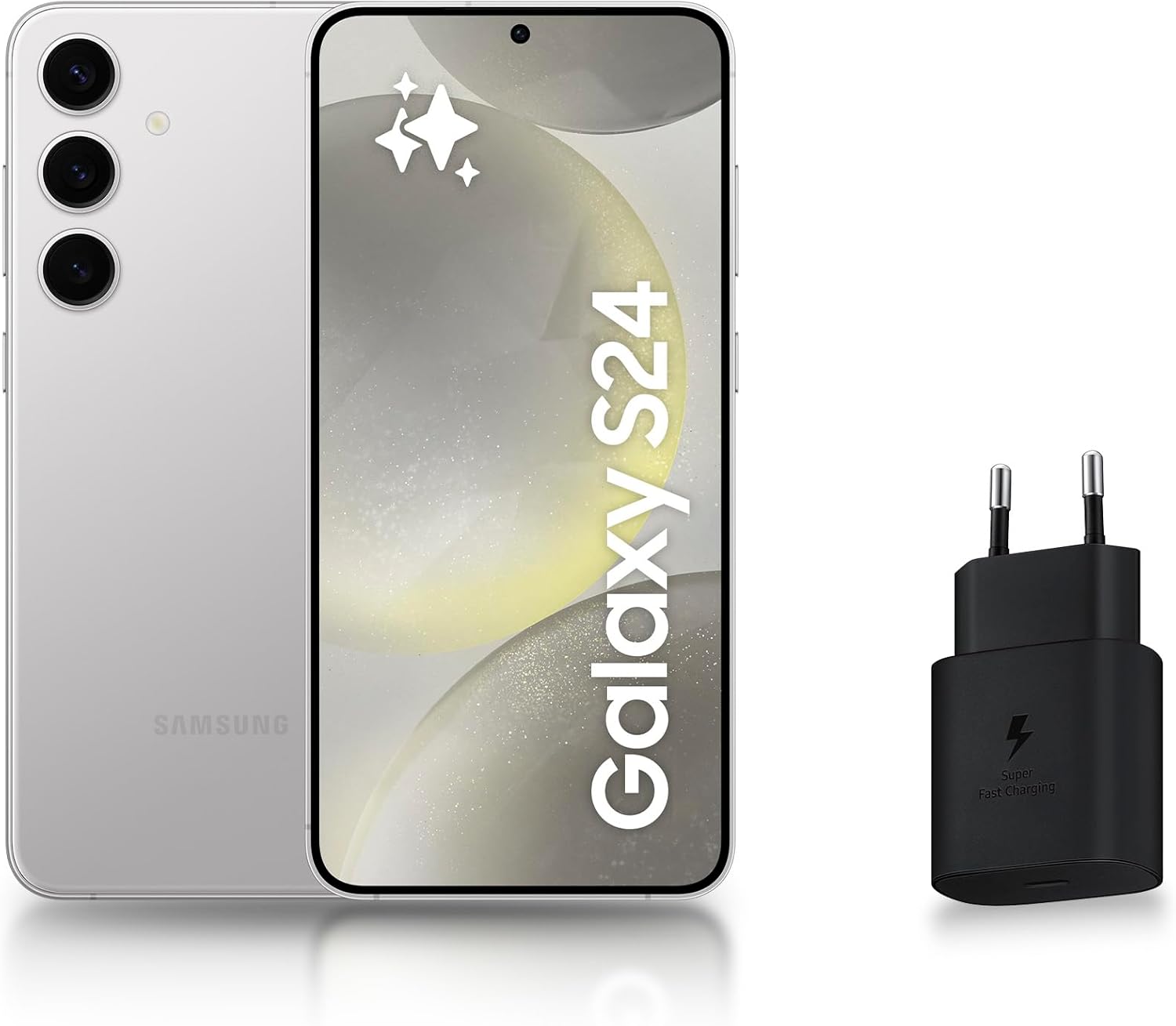 Samsung Galaxy S24, Android 5G Smartphone, 128GB, 25W Fast Mains Charger Included [Amazon Exclusive], Unlocked Smartphone, Silver, FR Version