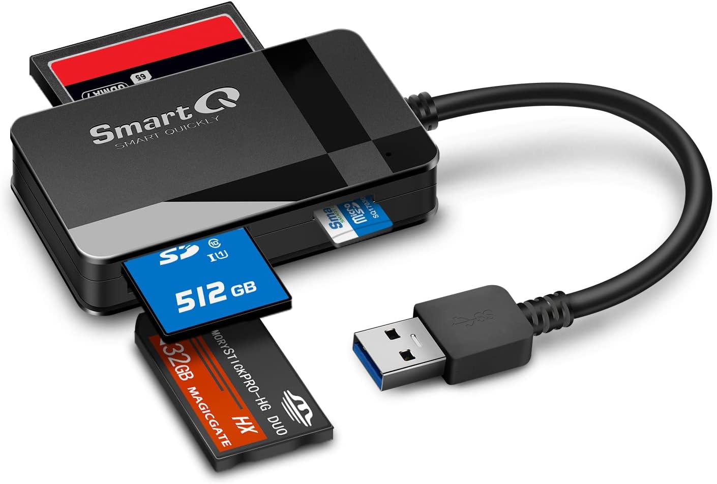 SmartQ C368 USB 3.0 SD Card Reader, Plug N Play, Apple and Windows Compatible, USB Powered, Supports CF/SD/SDHC/SCXC/MMC/MMC Micro etc.