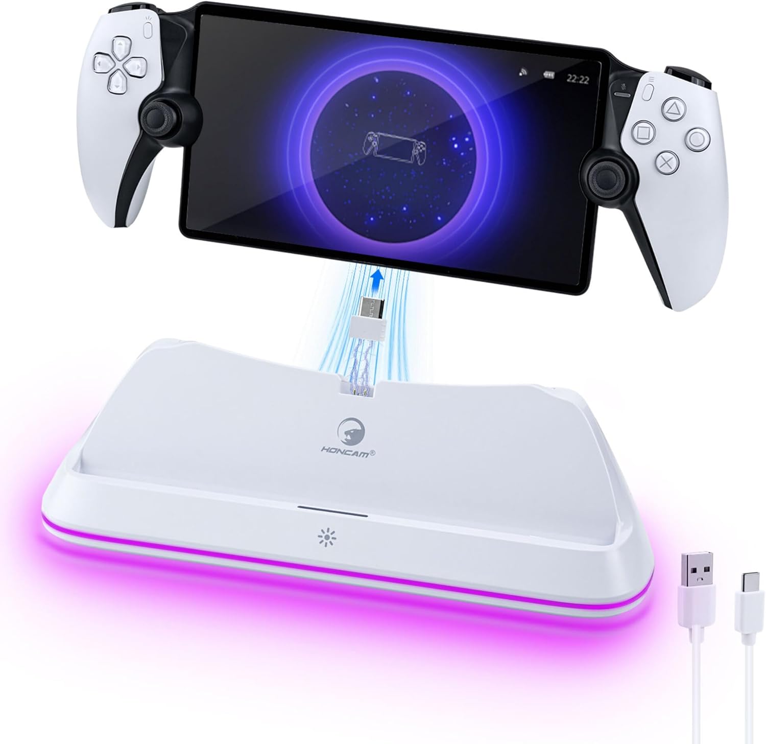 Mcbazel RGB Charging Station for PS Portal Remote Player, Portable Charging Stand with RGB Lights, Charging Adapter for PS5 Portal Accessories