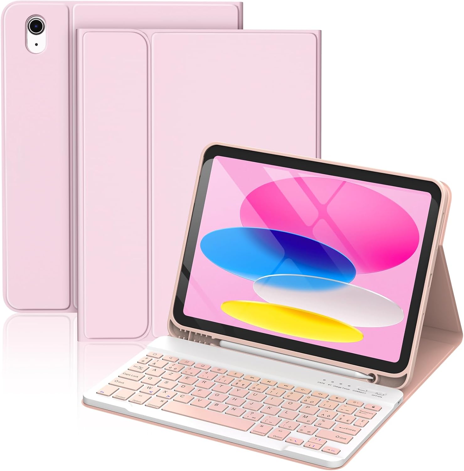 Keyboard Case for iPad 10/11 Generation (10.9 Inch 2022/11 Inch A16 2025), French Magnetic Keyboard Case with Pencil Holder, AZERTY Layout for iPad 10th/11th Generation