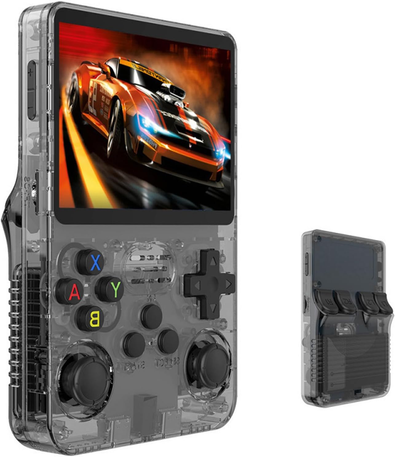 R36S Retro Portable Video Game Console 3.5 Inch IPS Screen 64G Video Player TF Card Over 10000 Games with Open Source Linux System (Black)