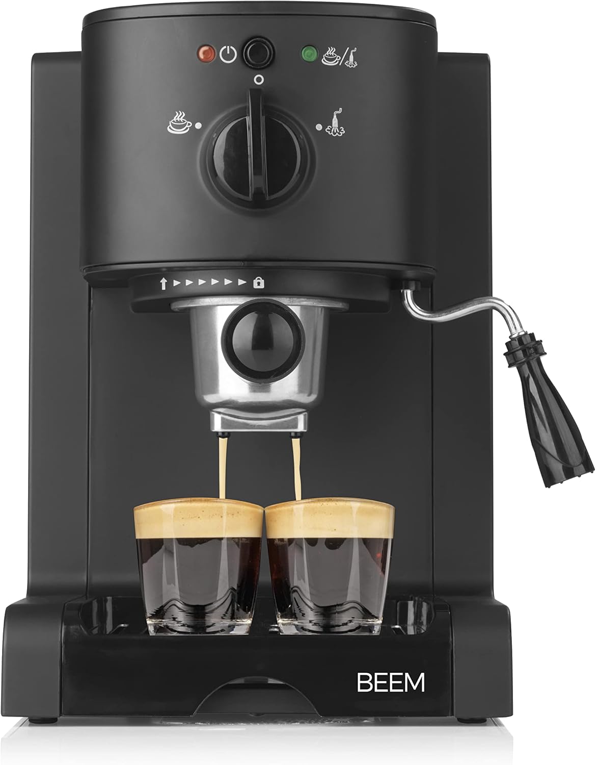 BEEM Espresso Perfect Espresso Maker with Filter Holder for Espresso Powder, Pods & Capsules | With Milk Frothing Nozzle for Coffee Specialties Like Your Favourite Coffee