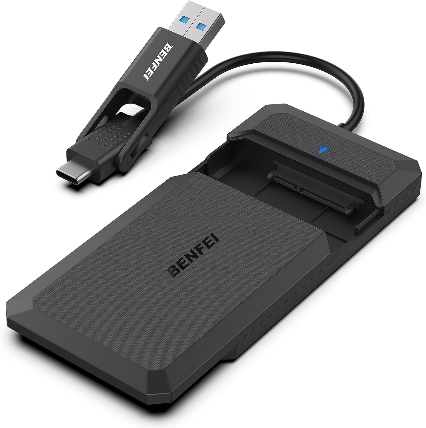 BENFEI Hard Disk Enclosure 2.5, USB C/USB A External Drive Case for SATA HDD and SSD 2.5 Inch and 7/9.5 mm, UASP Acceleration
