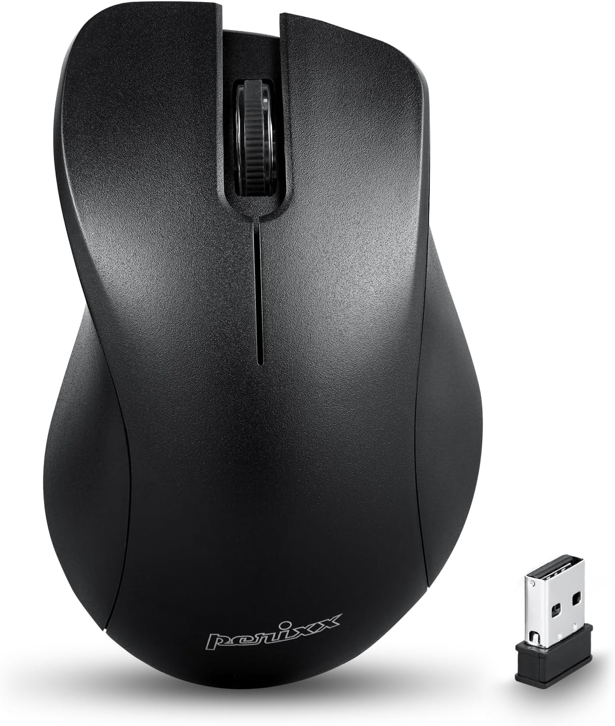 perixx PERIMICE-621B Silent Click Ergo Wireless Mouse for Desktop PC and Laptop 2.4 GHz Black