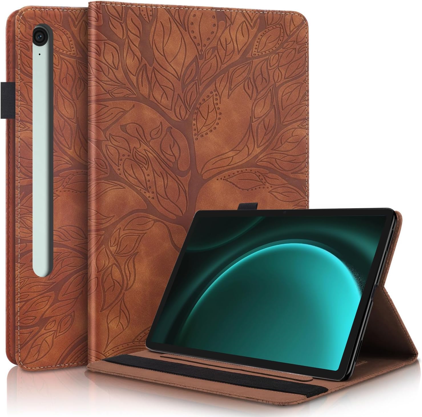 Succtopy Case for Samsung Galaxy Tab S9 FE 10.9 Inch 2023 SM-X510/SM-X516B PU Leather Tablet Cover Case Protective Case Pencil Holder Wallet Tablet Case Galaxy Tab S9 FE 10.9 Inch 2023 Brown