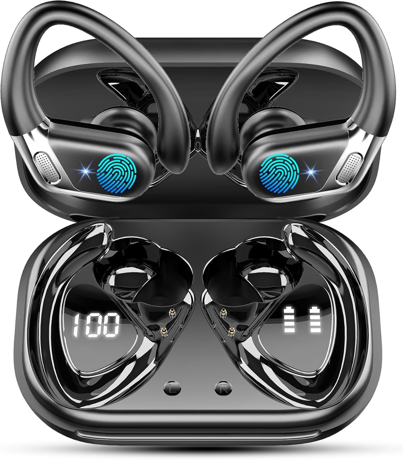 2024 New Bluetooth Earbuds Wireless Sport Earphone Bluetooth 5.4 with Mic 50H Playback Time Bluetooth Headset, IP7 Waterproof Headset with LED Display, USB-C Quick Charge, for Running Fitness Yoga
