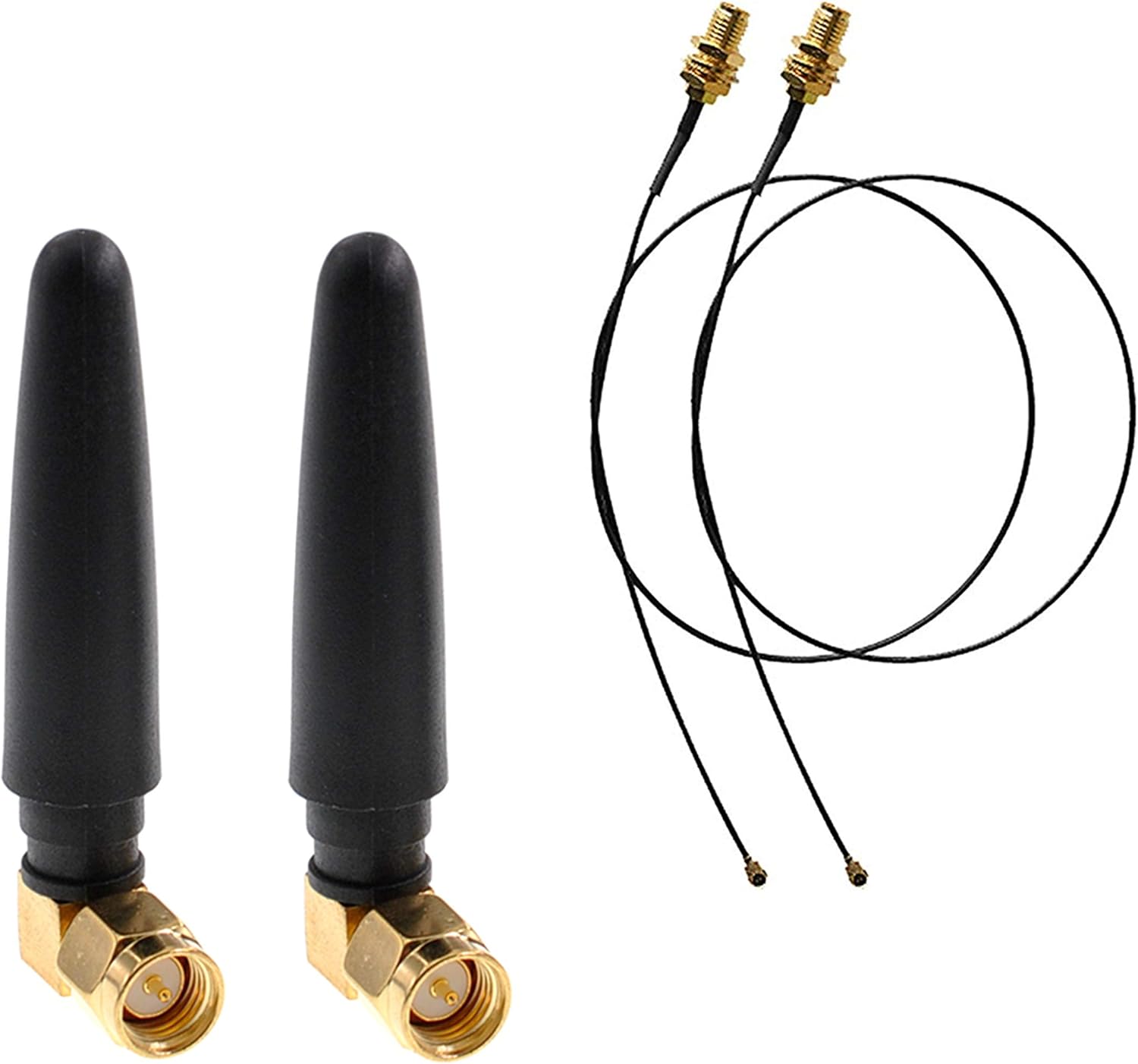 Oiyagai 2 x WiFi Antenna 433Mhz 2.5dbi SMA Male (Pin) Connector with RF1.13 Mini PCI U.FL to SMA Female Pigtail Cable 15cm