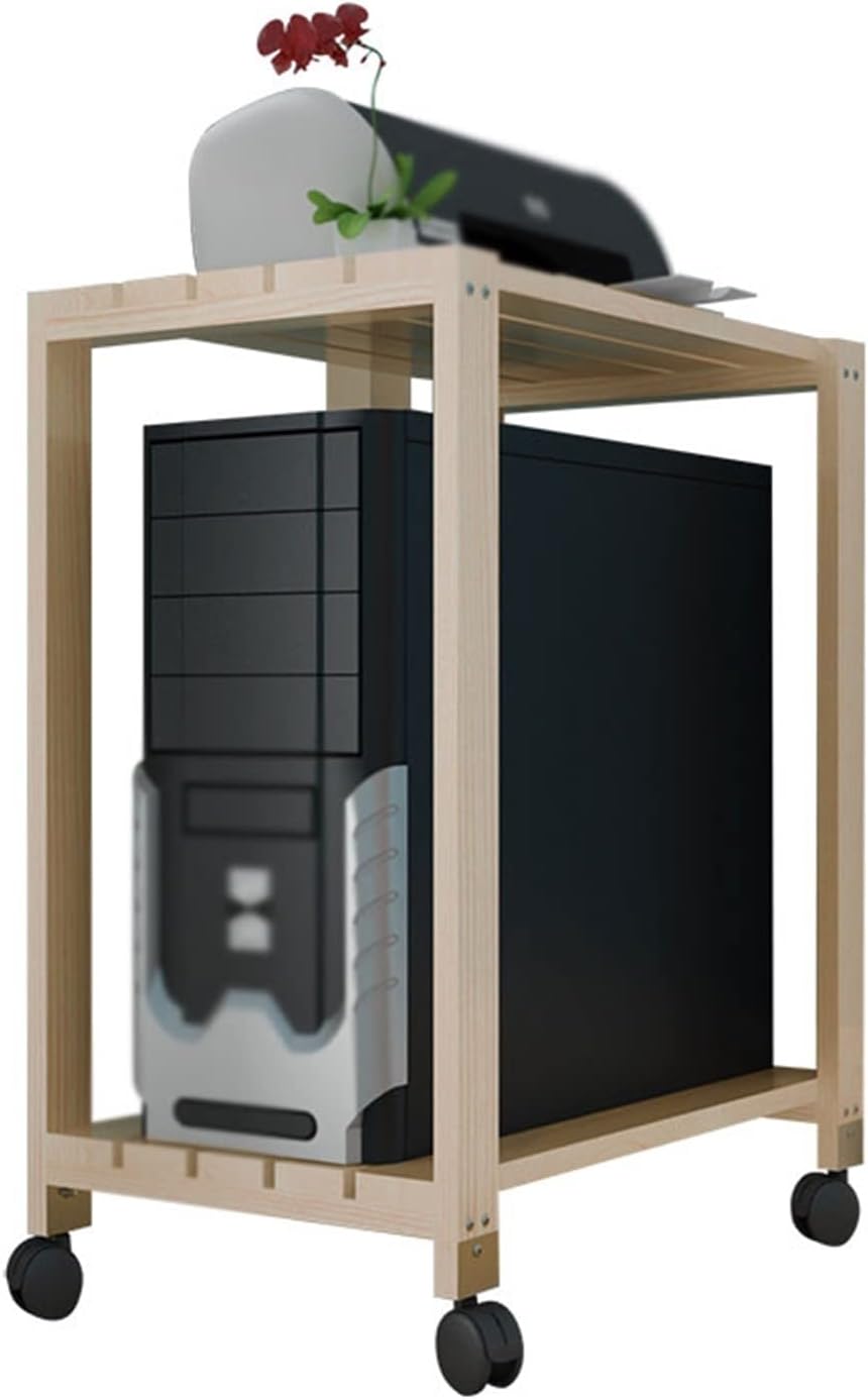 Support pour CPU CPU Stand Double couche en bois massif en bois PC Host Host Home Home Hodrey Rovible Refracte PC Host Chassis Bracket avec roues Support d'unité centrale