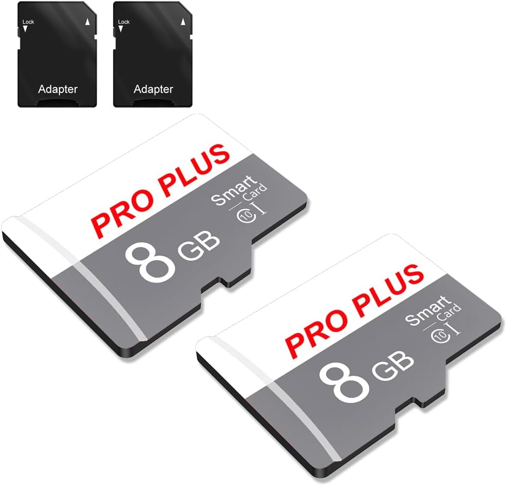 2 Pack 8GB Memory Card with Adapter, High Speed TF Memory Card UHS-I A1 C10 TF Card for Tablet/Phone/Camera/Car Radio/Driving Recorder (TF183 8GB)