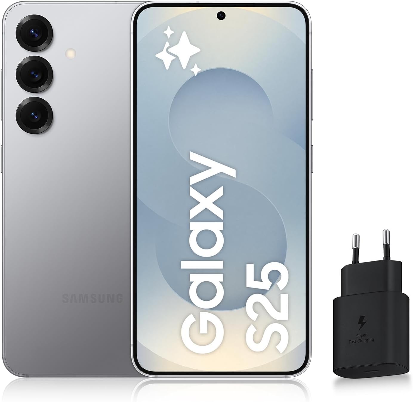 Samsung Galaxy S25, Android 5G Smartphone with Galaxy AI, 128GB, 25W Fast Mains Charger Included, Unlocked Smartphone, Grey, FR Version