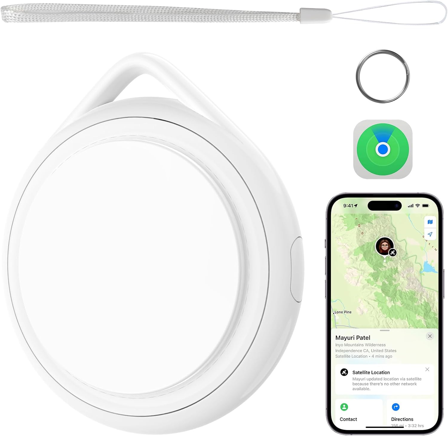 Qoosea Accurate Location and Anti-Lost, Smart Lost Item Locator, Find Your Keys/Suitcases/Binders/Wallets or Older Children and Cars for iOS Not for Android (White)