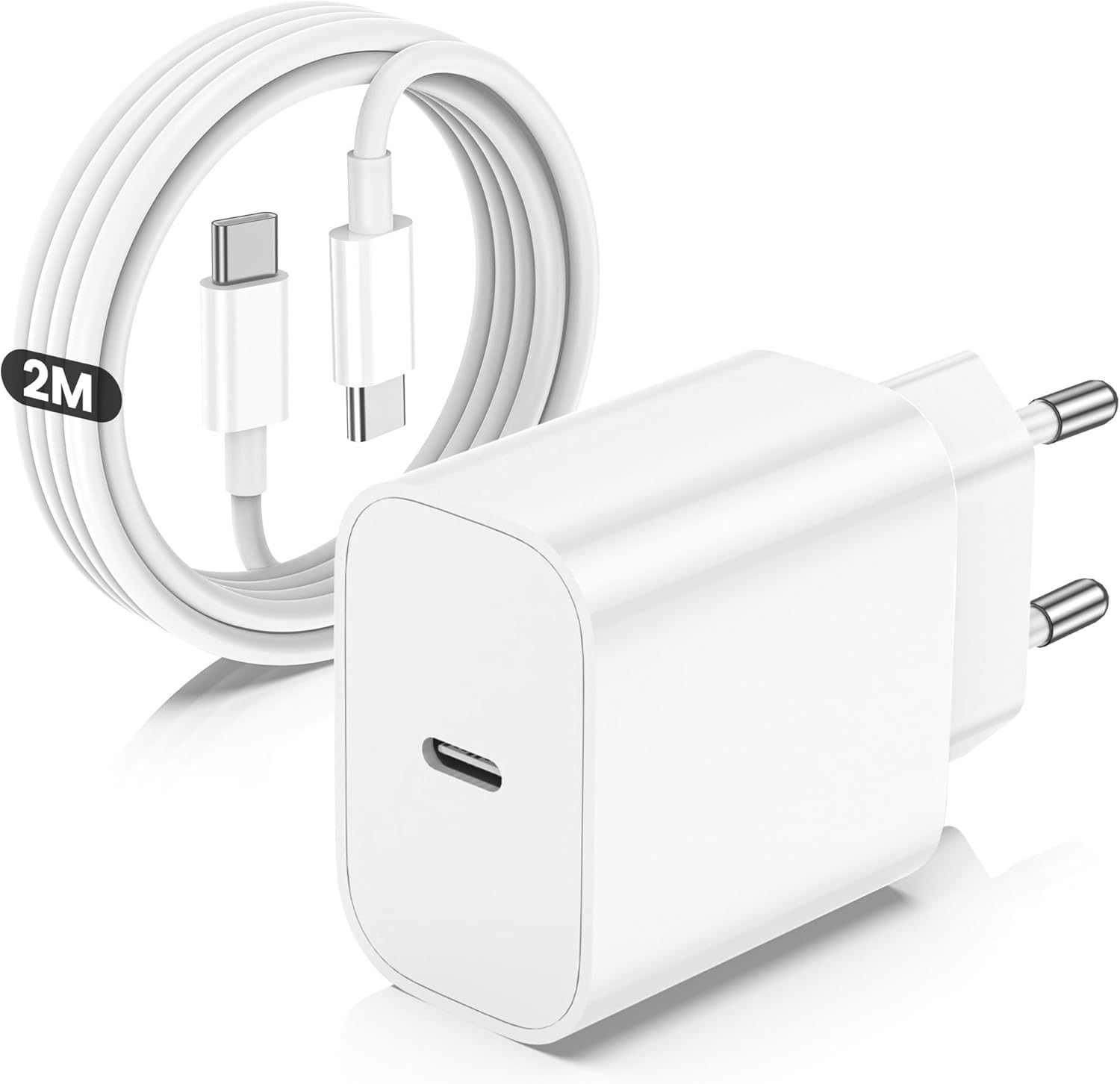 iPhone 15 Base Charger with Fast Charge Cable, 20W Fast Block Charger USB C with 2m USB C to C Cable for Apple iPhone 16/16 Pro Max/15/Plus/Pro/Max,iPad Pro/Mini