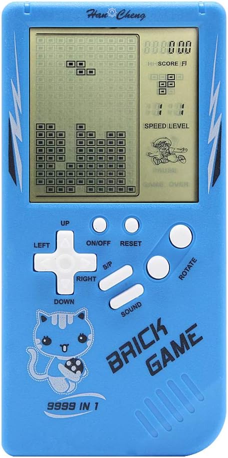 CZT New 9999 in 1 Large Screen Brick Game Console Tank/Racing/Shooting/Whac-A-Mole/Pocket Leisure Puzzle Game Adjustable Difficulty and Speed 2*AA Battery (Not Included) (Blue)