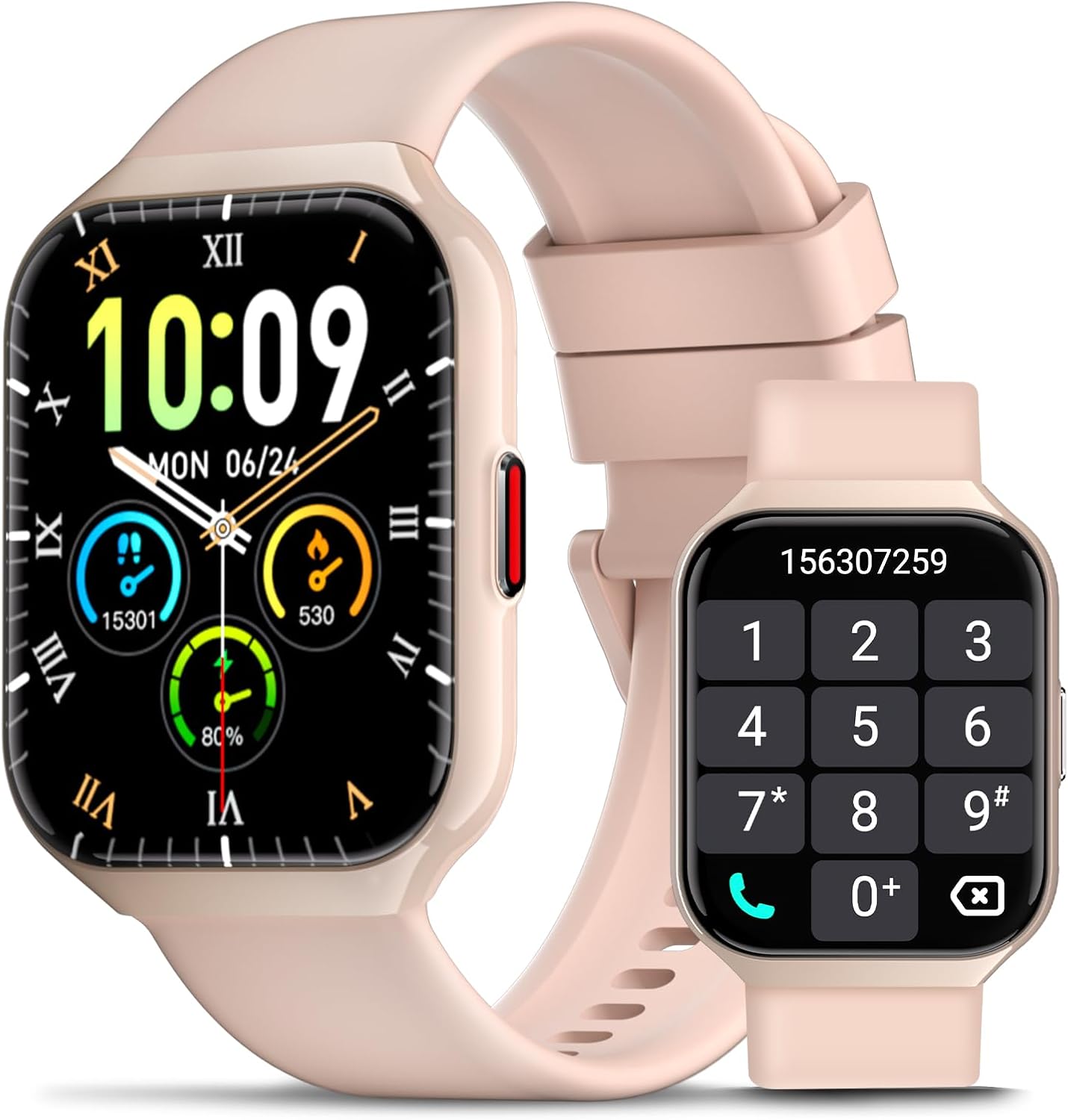 Men's Women's Smart Watch with Bluetooth Calling, 1.96 Inch HD Smartwatch, 113+ Sports Modes, IP68 Waterproof Sport Smart Watch with Sleep/Heart Rate Monitor/Pedometer, for Android/iOS, Pink