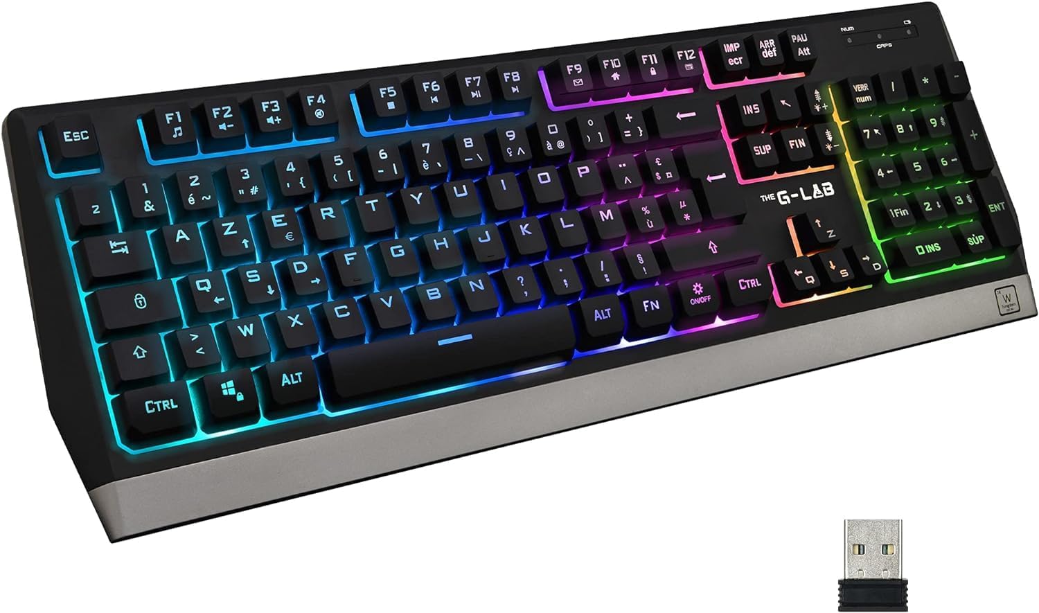 The G-Lab Keyz Tungsten AZERTY Wireless Gaming Keyboard - Backlit Gaming Keyboard & Kult Xenon Wireless Rechargeable Gaming Mouse - High Performance Wireless Gaming Mouse 5000 DPI, RGB LED