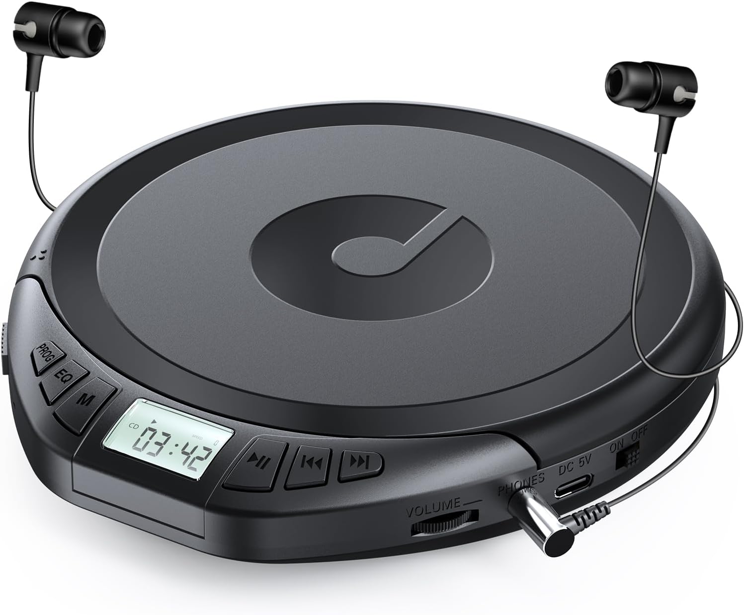 Gueray Portable CD Player Child HiFi CD Players for Car with Earphone LCD Screen Support Prog ASP Memory Function Repeat Function Sound Effect