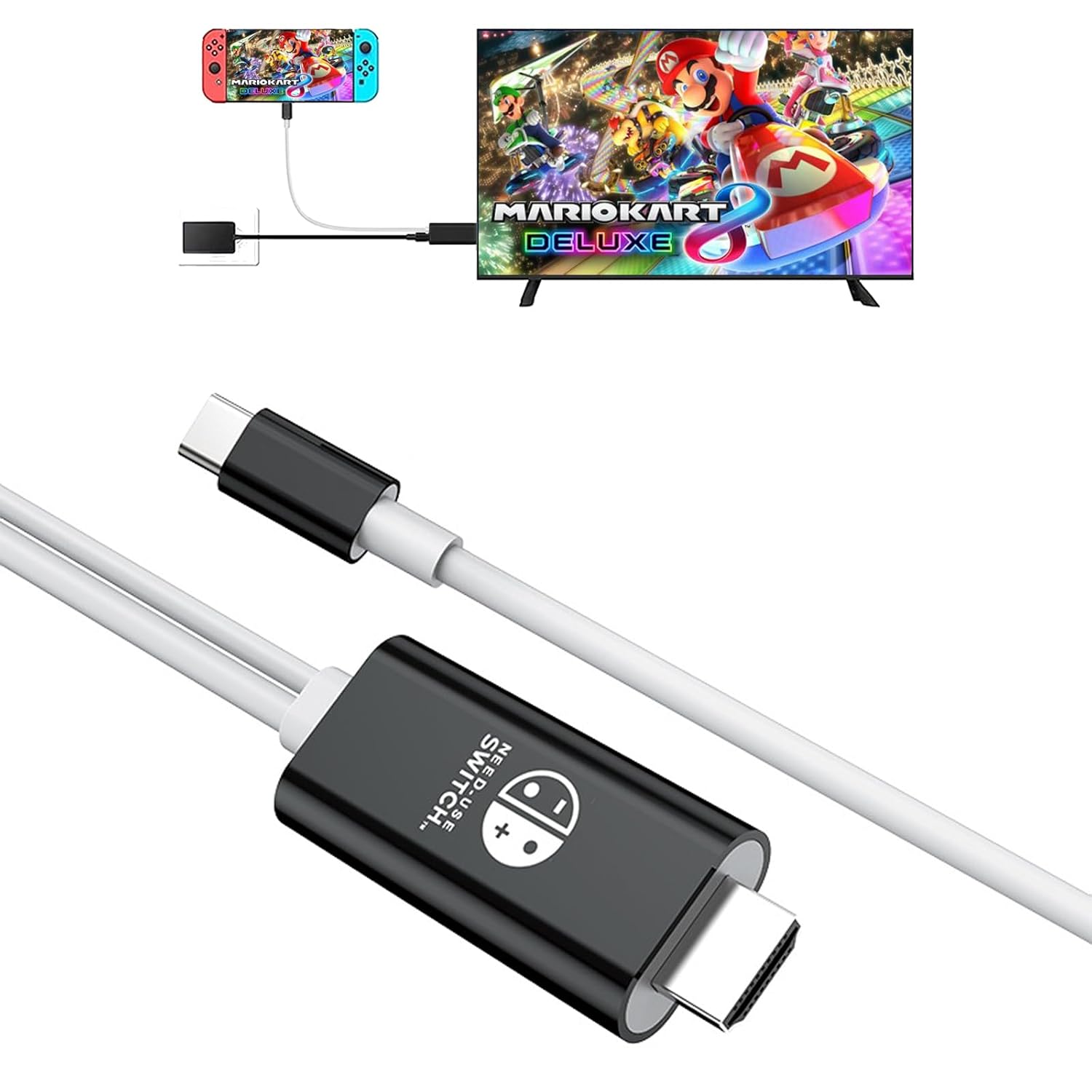 AriKroii For Switch TV Dock HDMI Adapter Cable 4k Video PD100W Fast Charge for Switch/OLED Portable Switch Docking Station 2M Cable for Switch/OLED, Steam Deck, Smartphones, PC