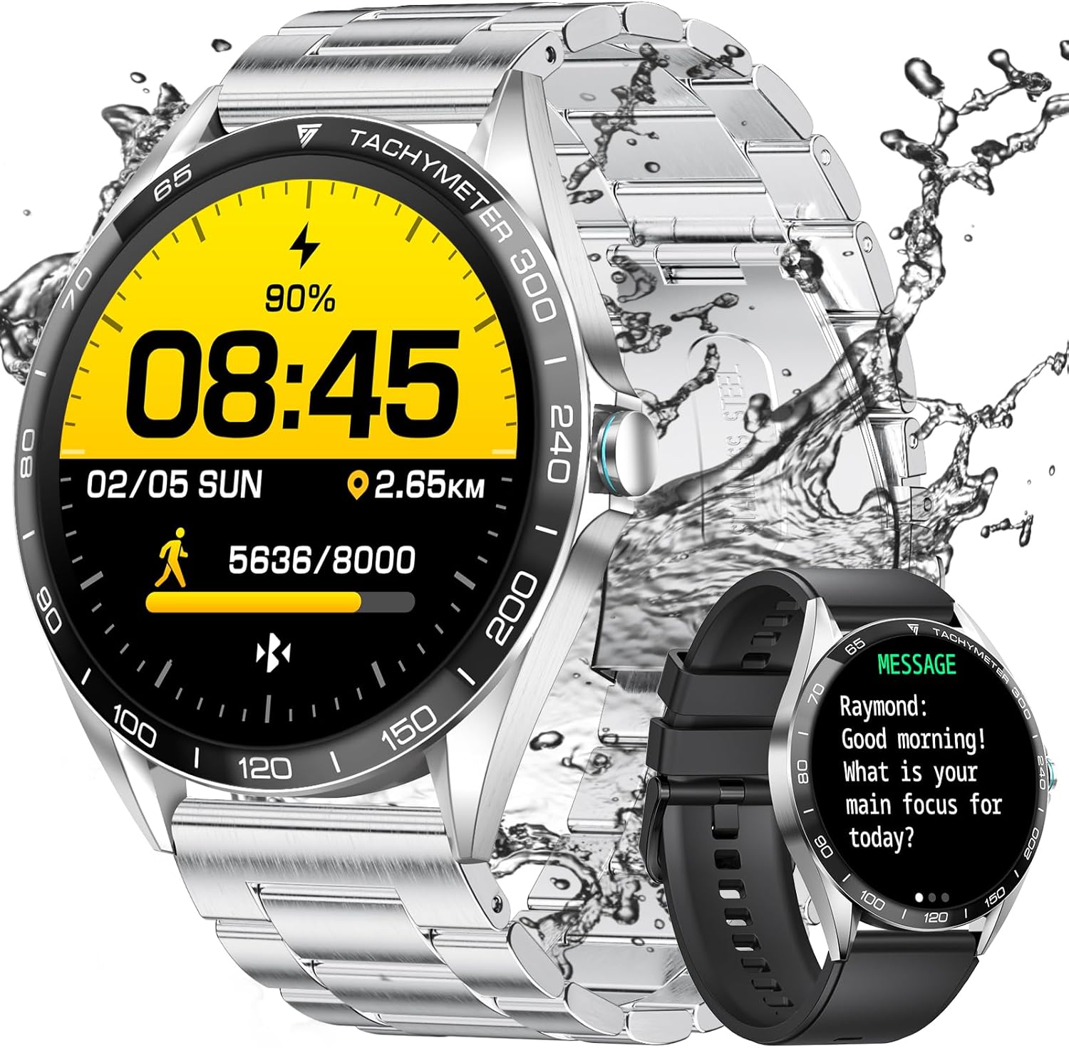 LIGE Men's Women's Smart Watch, 1.32 Inch HD Smartwatch for Android/iOS, Sports Watch, Pedometer, Sleep Monitor, Heart Rate Monitor, SpO2, Waterproof Smart Watch IP68